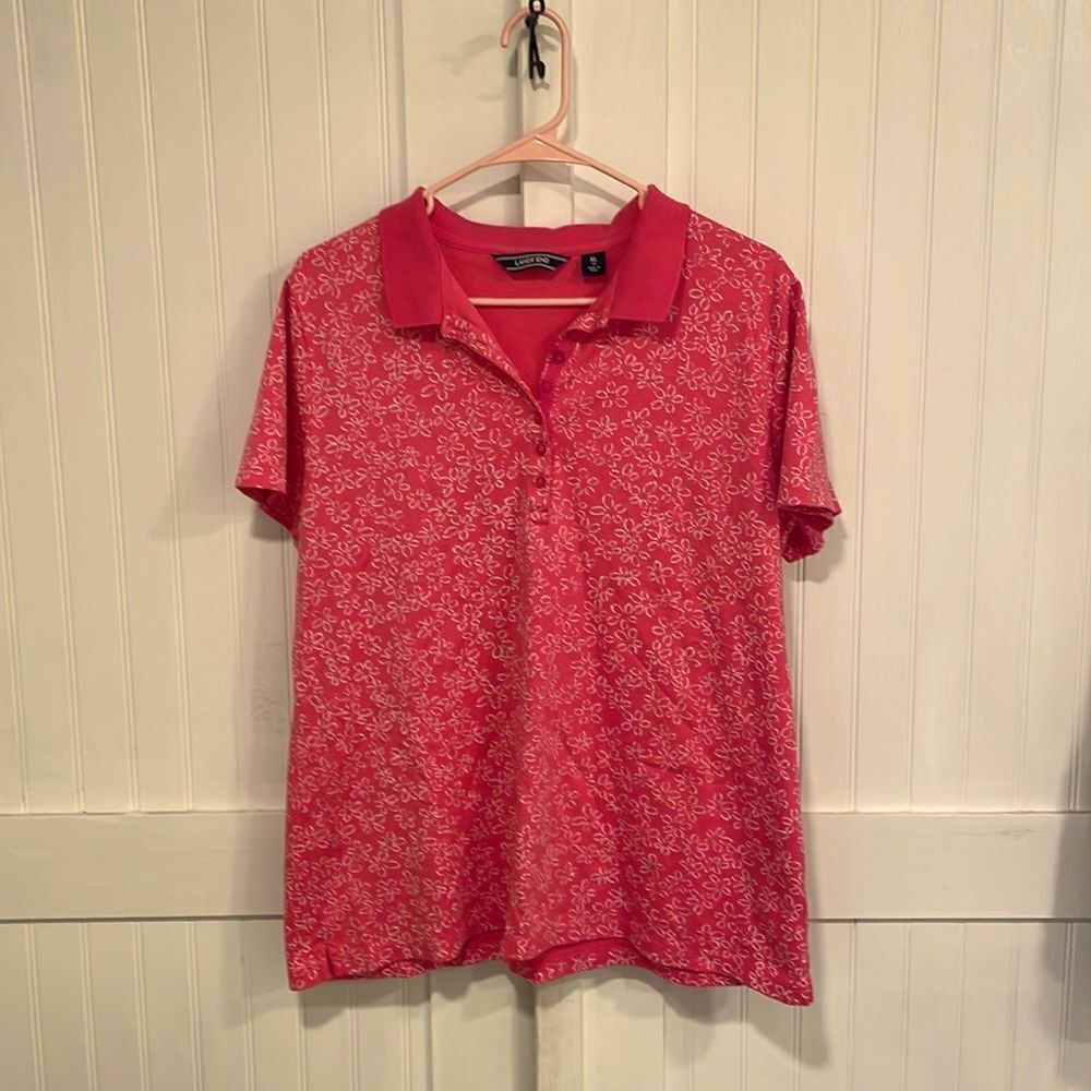 Lands’ End bright pink polo/golf shirt, size XL